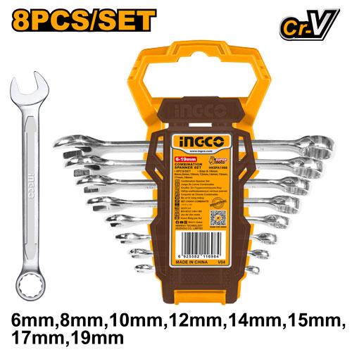 [HKSPA1088] INGCO JEU DE 8 CLES MIXTES 6MM A 19MM AU MAROC [HKSPA1088]