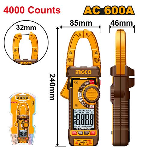 [DCM66001] INGCO PINCE AMPERMETRIQUE NUMERIQUE AC 600A AU MAROC [DCM66001]