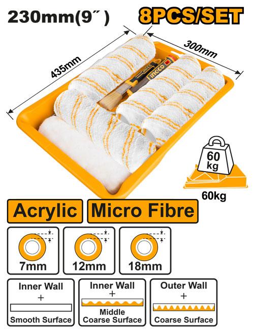 [HKTCB83230083] INGCO SET DE 8 PIECES POUR ROULEAUX A PEINTURE AU MAROC [HKTCB83230083]