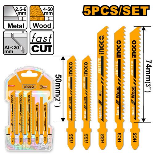 [AKJ0051] 5PCS / Set Set Ensemble de lames de scie sauteuse adapté pour le bois, le métal et l’aluminium AKJ0051 ING-HT AU MAROC
