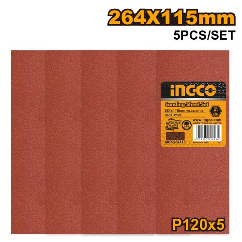 [AKFS264115] INGCO JEU FEUILLES ABRASIVES PONCAGE5PCS 264*115MMFS3502 AU MAROC [AKFS264115]