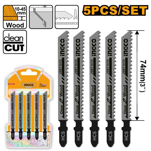 [JSBT101D] INGCO LAMES SCIE SAUTEUSE 5PCS POUR BOIS 74MM AU MAROC [JSBT101D]