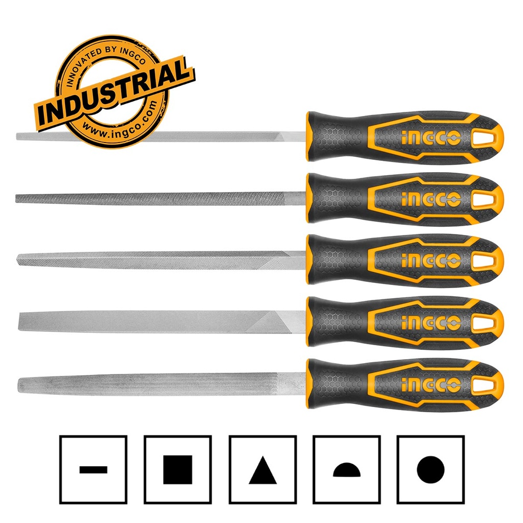 [HKTFS0508] INGCO SET DE 5 LIMES EN ACIER 200MM AU MAROC [HKTFS0508]