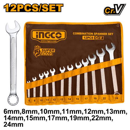 [HKSPA1142] INGCO JEU DE CLES MIXTES 12PCS 6MM - 24MM AU MAROC [HKSPA1142]