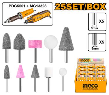 [AKB1001] INGCO JEU DE 10 MEULES SUR TIGE PDG4003 PDG5501 AU MAROC [AKB1001]
