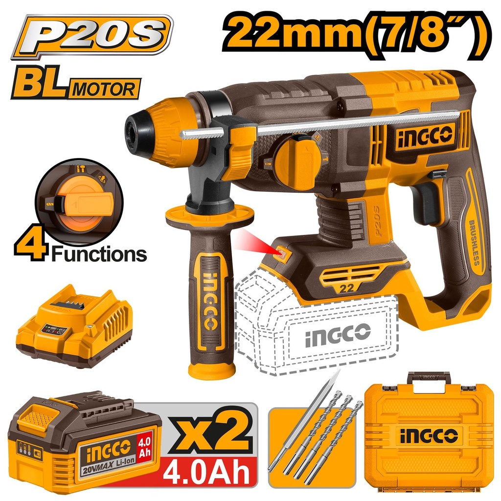 [CRHLI212282] INGCO MARTEAU PERFORATEUR 20V 22MM NR AU MAROC [CRHLI212282]