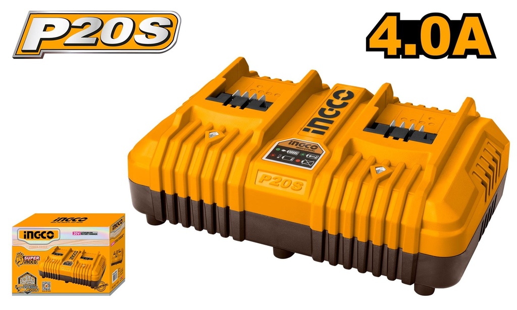 [FCLI2034] INGCO CHARGEUR DOUBLE BATTERIE 4Ah AU MAROC [FCLI2034]