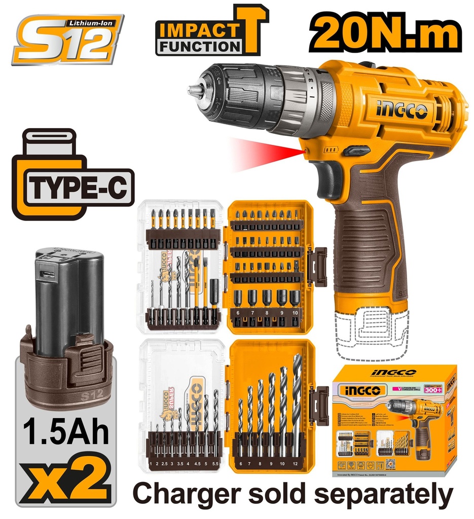 [COSLI241197] INGCO VISSEUSE A BATTERIE 12V 1.5Ah AU MAROC [COSLI241197]