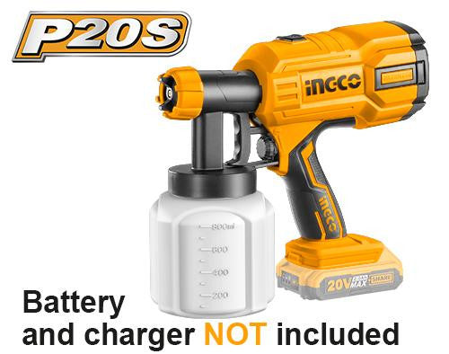 [CSGLI2001-1] INGCO PISTOLET A PEINTURE SANS FIL 20V 1 BATTERIE & CHARGEUR AU MAROC [CSGLI2001-1]