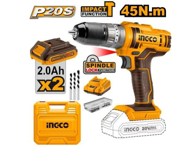 [CIDLI201452] INGCO MALETTE PERCEUSE VISSEUSE 20V 2BAT MANDRIN METAL AU MAROC [CIDLI201452]