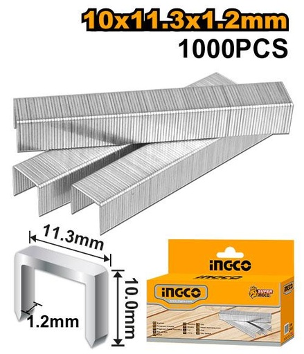 INGCO BOITE AGRAFE 1000PCS 10MM*1.2MM POUR HSG1405 AU MAROC [STS0210]